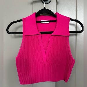 Hot Pink Babaton Knot Collar Top, Size M